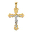 Engraved Crucifix Charm Pendant in Real 10k Multi-Tone Gold