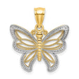 10k Multi-Tone Gold Butterfly Pendant with Openwork and Beaded Wings Design