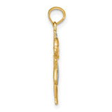 10k Multi-Tone Gold Girl Pendant with Smiling Face, Bow and XOX Dress Details