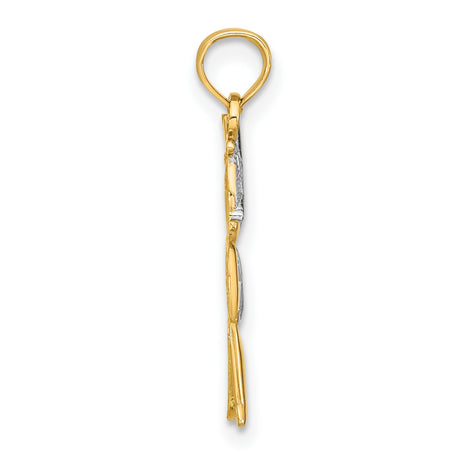 10k Multi-Tone Gold Boy Pendant with Rhodium Accent, Cartoon Hat and Vest Design, Urban XO Style