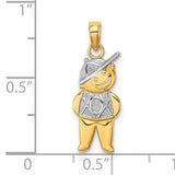 10k Multi-Tone Gold Boy Pendant with Rhodium Accent, Cartoon Hat and Vest Design, Urban XO Style