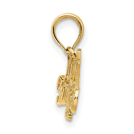 10k Yellow Gold Firefighter Helmet with Axe Pendant, I Love My Firefighter Charm