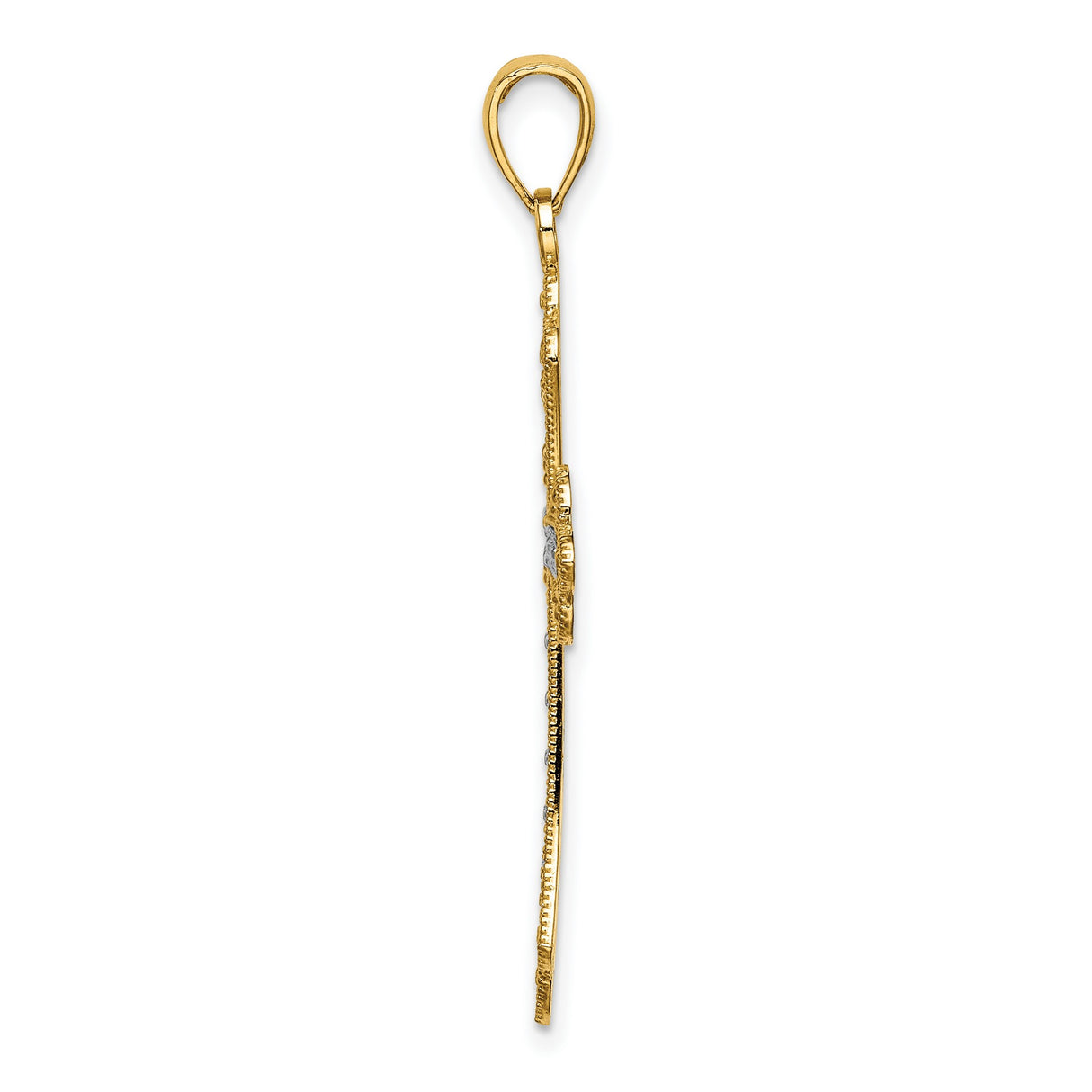 Scalloped Edges Cross Charm Pendant in Real 10k Multi-Tone Gold