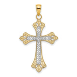 Scalloped Edges Cross Charm Pendant in Real 10k Multi-Tone Gold