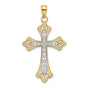 Scalloped Edges Cross Charm Pendant in Real 10k Multi-Tone Gold