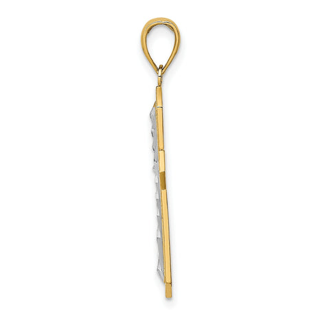 10k Multi-Tone Gold Cross Pendant with Textured Yellow Charm and Silver Accent