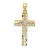 Filigree Cross Charm Pendant in Real 10k Multi-Tone Gold