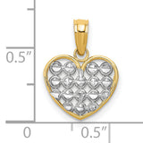 10k Multi-Tone Gold Heart Pendant with Lattice Openwork and Diamond Cut Accents for Women