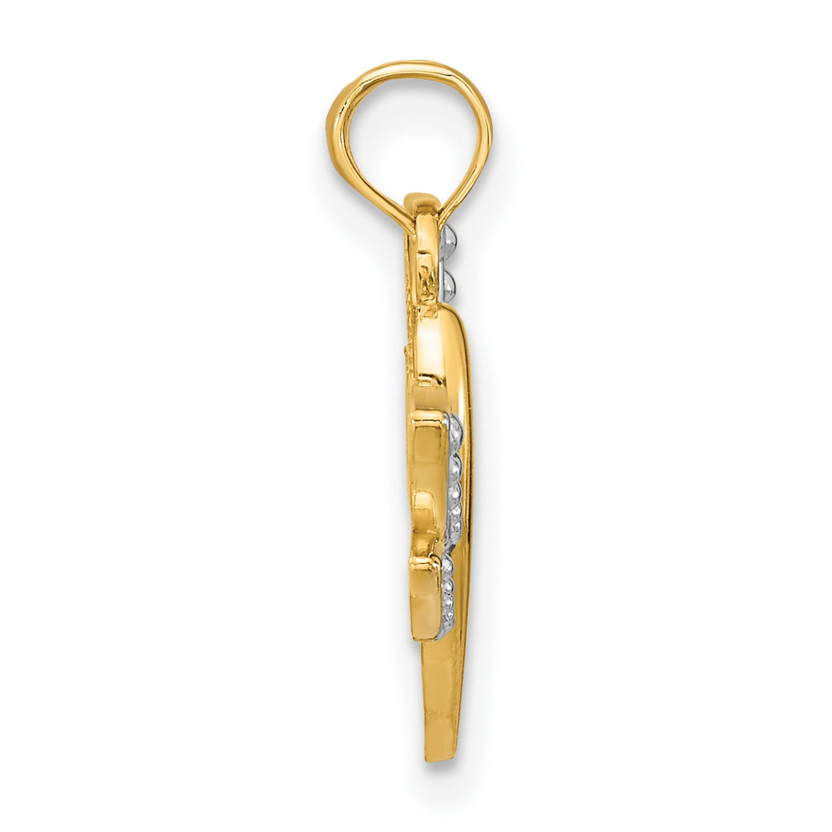 10k Multi-Tone Gold Dragonfly Pendant with Rhodium Accent and Textured Wings