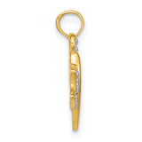 10k Multi-Tone Gold Dragonfly Pendant with Rhodium Accent and Textured Wings