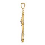 Diamond-Cut Edges Cross Charm Pendant in Real 10k Multi-Tone Gold