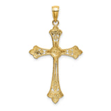 Diamond-Cut Edges Cross Charm Pendant in Real 10k Multi-Tone Gold