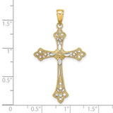 Diamond-Cut Edges Cross Charm Pendant in Real 10k Multi-Tone Gold