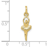 10k Yellow Gold Ballerina Pendant, Tutu Design Ballet Dancer Charm for Women