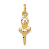 10k Yellow Gold Ballerina Pendant, Tutu Design Ballet Dancer Charm for Women