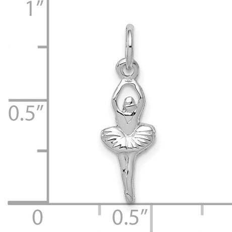 10k White Gold Ballerina Pendant, Graceful Dancer Charm with Tutu Skirt, Ballet Theme Jewelry for Women and Girls