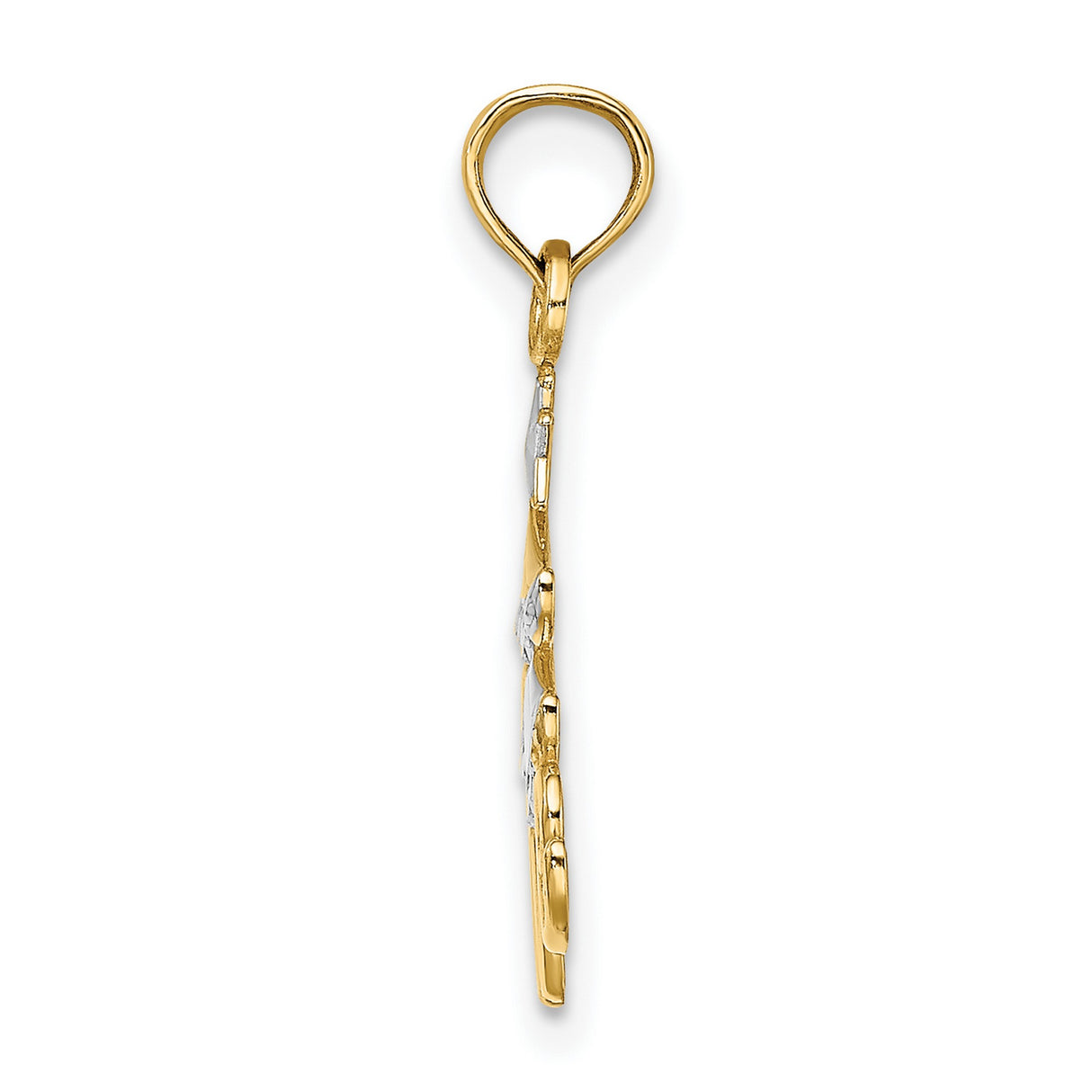 10k Multi-Tone Gold Pendant, Christmas Tree with Rhodium Accent and Script Love Charm