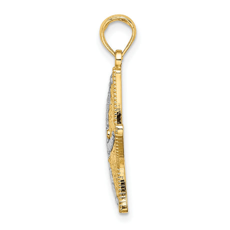 10k Multi-Tone Gold Starfish Pendant with Textured Detailing, Coastal Ocean Theme for Women