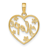 Hope In Heart with Flowers Charm Pendant in Real 10k Multi-Tone Gold