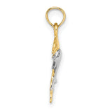 10k Multi-Tone Gold Dolphin Pendant, Double Dolphin Design, Nautical Coastal Theme
