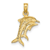 10k Multi-Tone Gold Dolphin Pendant, Double Dolphin Design, Nautical Coastal Theme