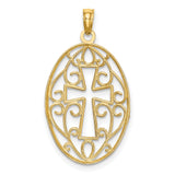 Beaded Filigree Cross Charm Pendant in Real 10k Multi-Tone Gold