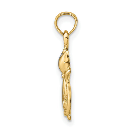 Polished Cat and Kitten Charm Pendant in Real 10k Multi-Tone Gold