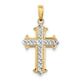 Cross Charm Pendant in Real 10k Multi-Tone Gold