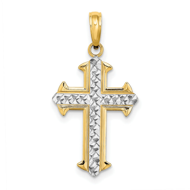 Cross Charm Pendant in Real 10k Multi-Tone Gold