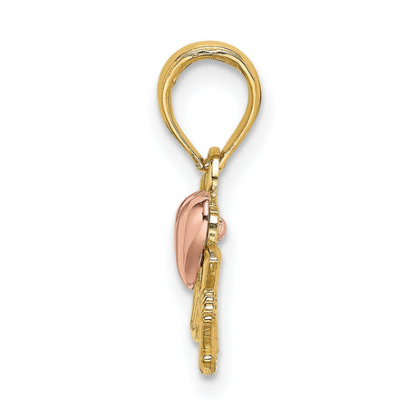 10k Two-Tone Gold Grandma Pendant with Rose Gold Heart Accent and Script Design