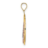 10k Two-Tone Gold Butterfly Pendant with Filigree Wings and Polished Circle Design