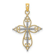 Beaded Cross Charm Pendant in Real 10k Multi-Tone Gold