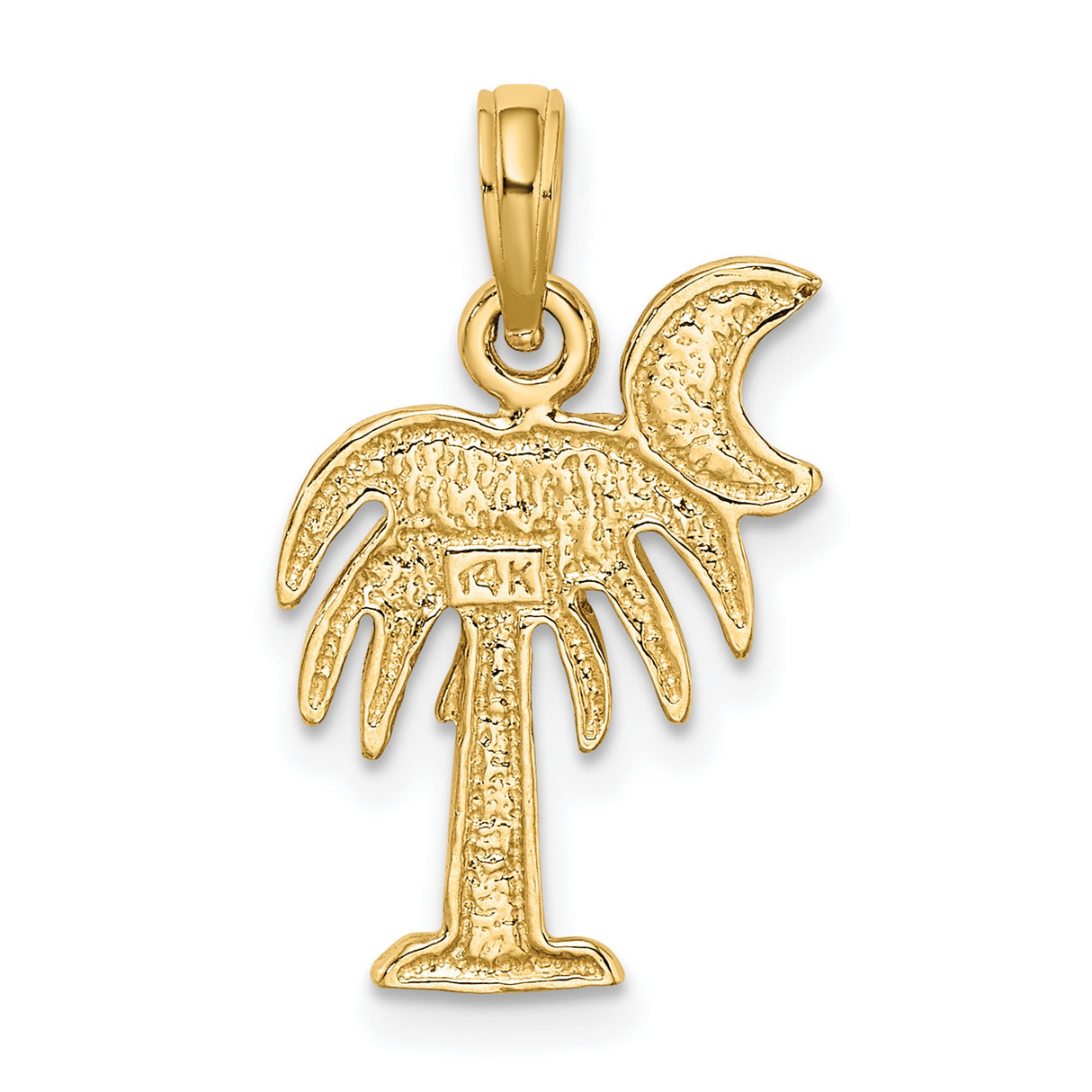 10k Multi-Tone Gold Palmetto Tree and Crescent Moon Pendant, South Carolina State Symbol Charm