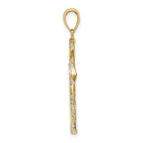 Reversible Cross Charm Pendant in Real 10k Multi-Tone Gold