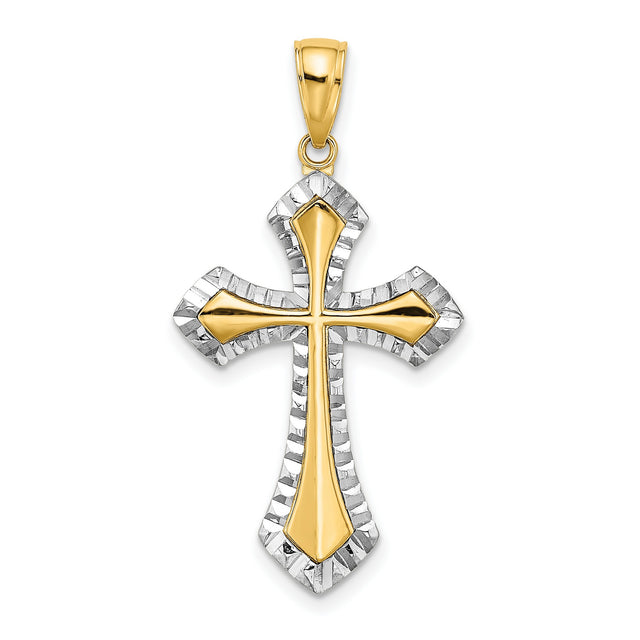 Reversible Cross Charm Pendant in Real 10k Multi-Tone Gold