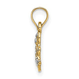 10k Multi-Tone Gold Butterfly Pendant with Rhodium Accent, Open Filigree Design