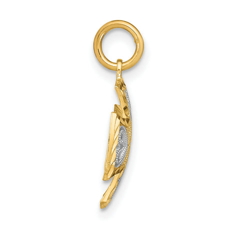 10k Multi-Tone Gold Cross Pendant with Maltese Heart, Flared Edge and Milgrain Detail