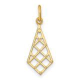 10k Multi-Tone Gold Pendant, Diamond Shape Open Lattice Design, Geometric Charm for Women