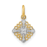 10k Multi-Tone Gold Cross Pendant, Ornate Filigree and Textured Vintage Design