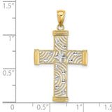 Diamond-Cut and Cut-Out Cross Charm Pendant in Real 10k Multi-Tone Gold