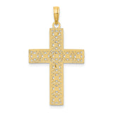 Diamond-Cut and Cut-Out Cross Charm Pendant in Real 10k Multi-Tone Gold