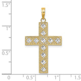 Diamond-Cut and Cut-Out Cross Charm Pendant in Real 10k Multi-Tone Gold