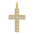 Diamond-Cut and Cut-Out Cross Charm Pendant in Real 10k Multi-Tone Gold