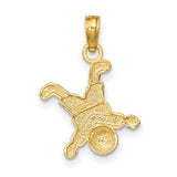 10k Yellow Gold Pendant, Boy Doing Handstand Family Charm, Playful Minimal Design