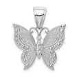 10k White Gold Butterfly Pendant with Filigree Detailing and Bead Accents
