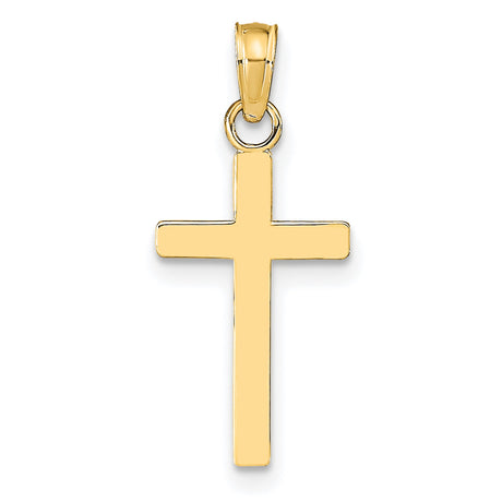 10k Yellow Gold Cross Pendant with Sleek Minimalist Design, Unisex Religious Jewelry