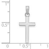 10k White Gold Cross Pendant with Polished Modern Design and Smooth Edges