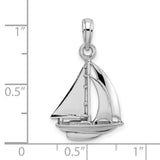 10k White Gold Sailboat Pendant, Nautical Charm with Detailed Boat Design, Unisex Jewelry