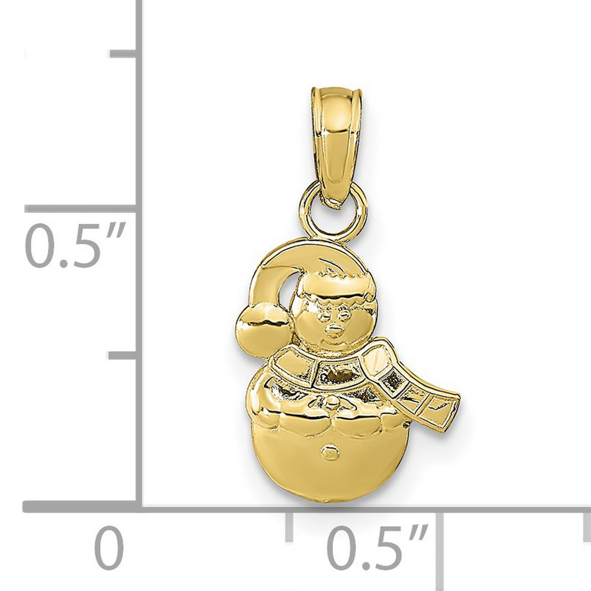 10k Yellow Gold Snowman Pendant with Scarf and Santa Hat, Christmas Holiday Charm