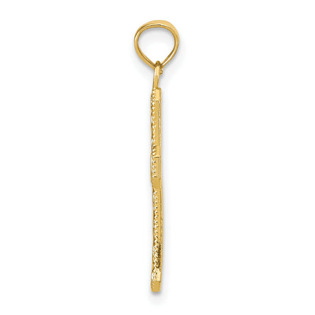 10k Yellow Gold Cross Pendant with Filigree Design, Beaded Border, Polished Finish, Vintage Style